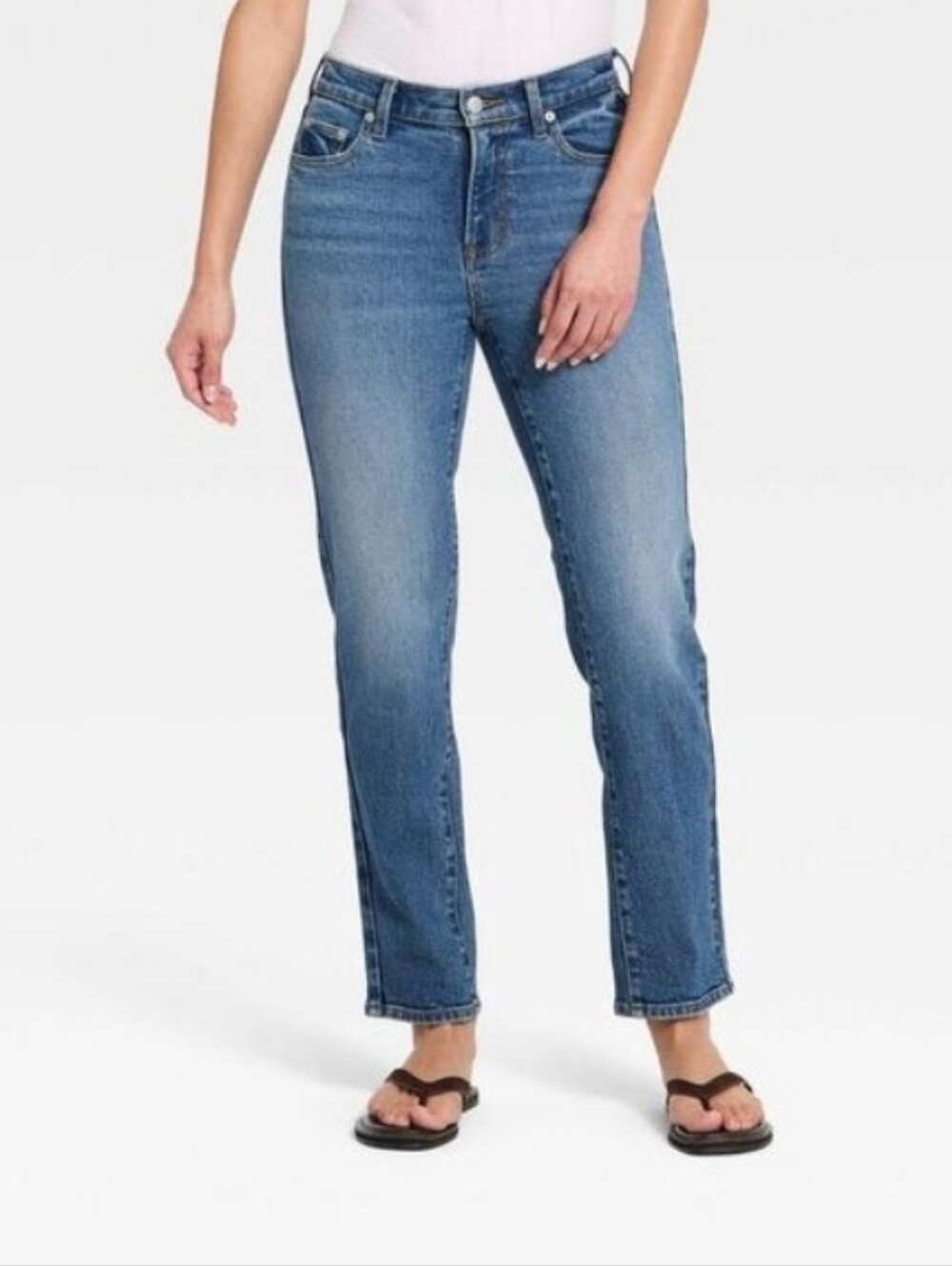 ❤️5/$25 New Classic Women's Straight-Leg Mid Rise 80s Ankle Jeans in Blue Slim